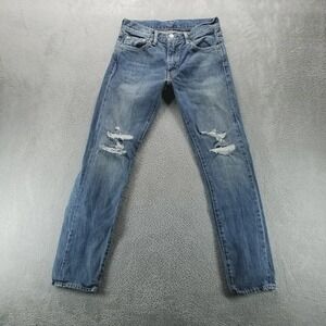 Levis 511 Jeans Mens 30x32 Blue Slim Straight Mid‎ Rise Medium Wash Ripped Denim